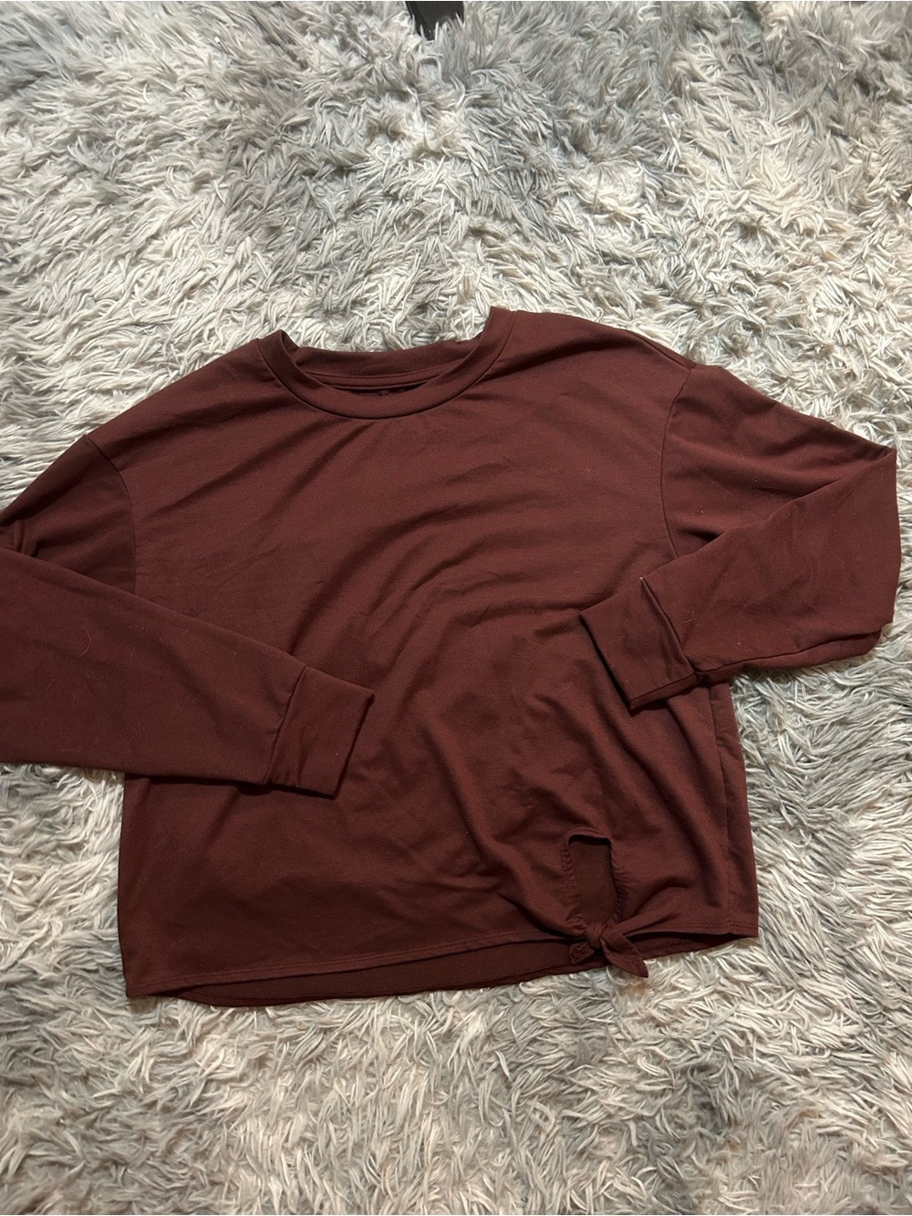 Avia Women's Long-Sleeve Tie-Hem Sweatshirt - Maroon